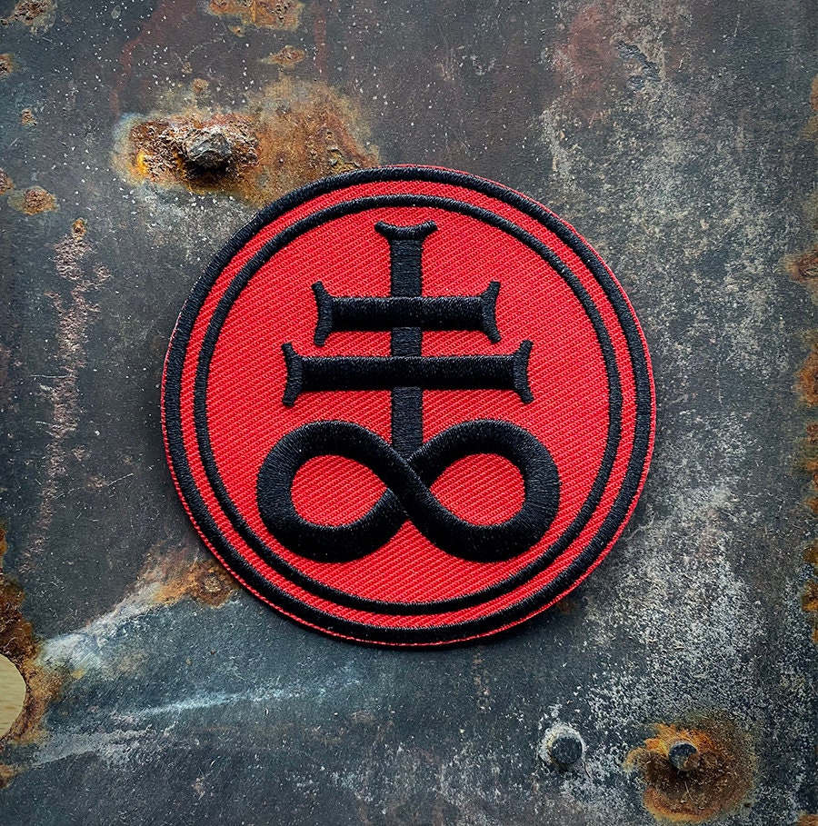 Leviathan cross, Sulphur cross, black on red version - PATCH