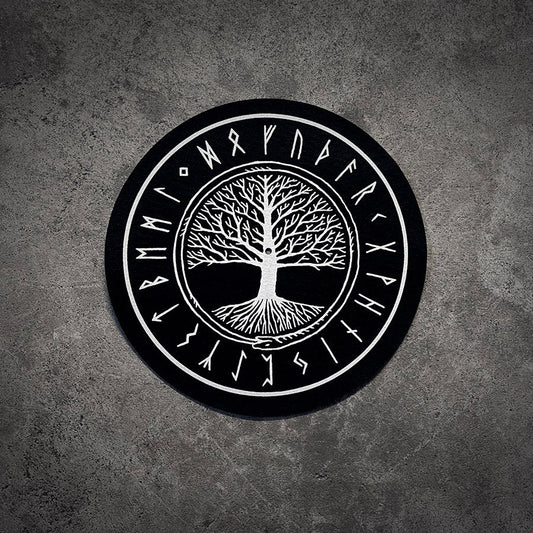 Yggdrasil, asatru, elder futhark runes - TURNTABLE SLIPMAT