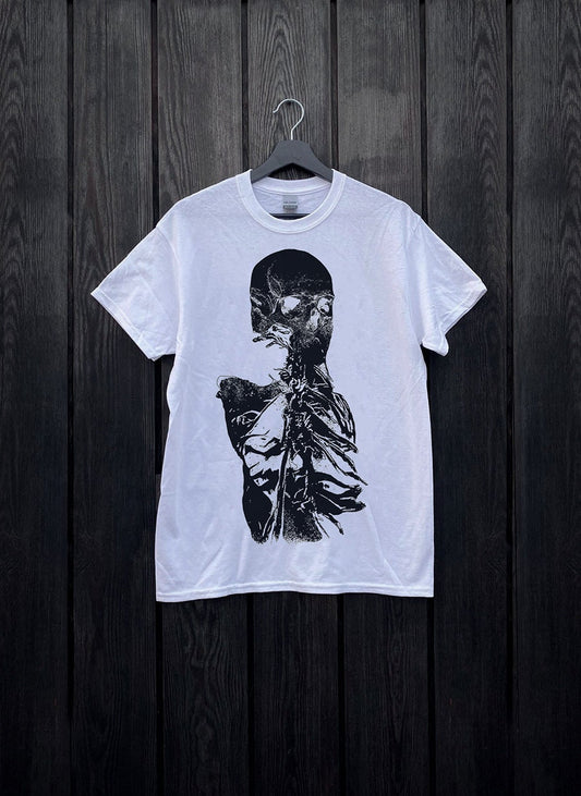 Black skeleton torso - WHITE T-shirt