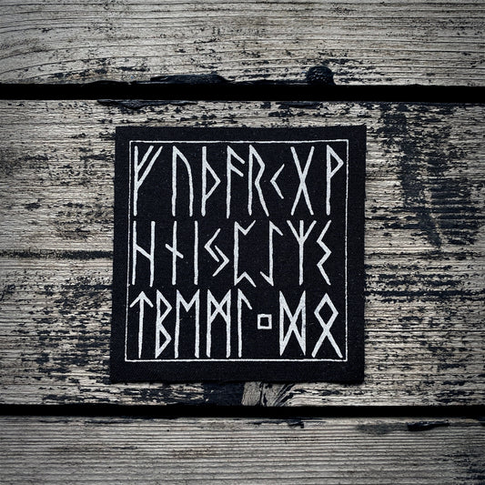 Elder Futhark runes square - screen printed PATCH