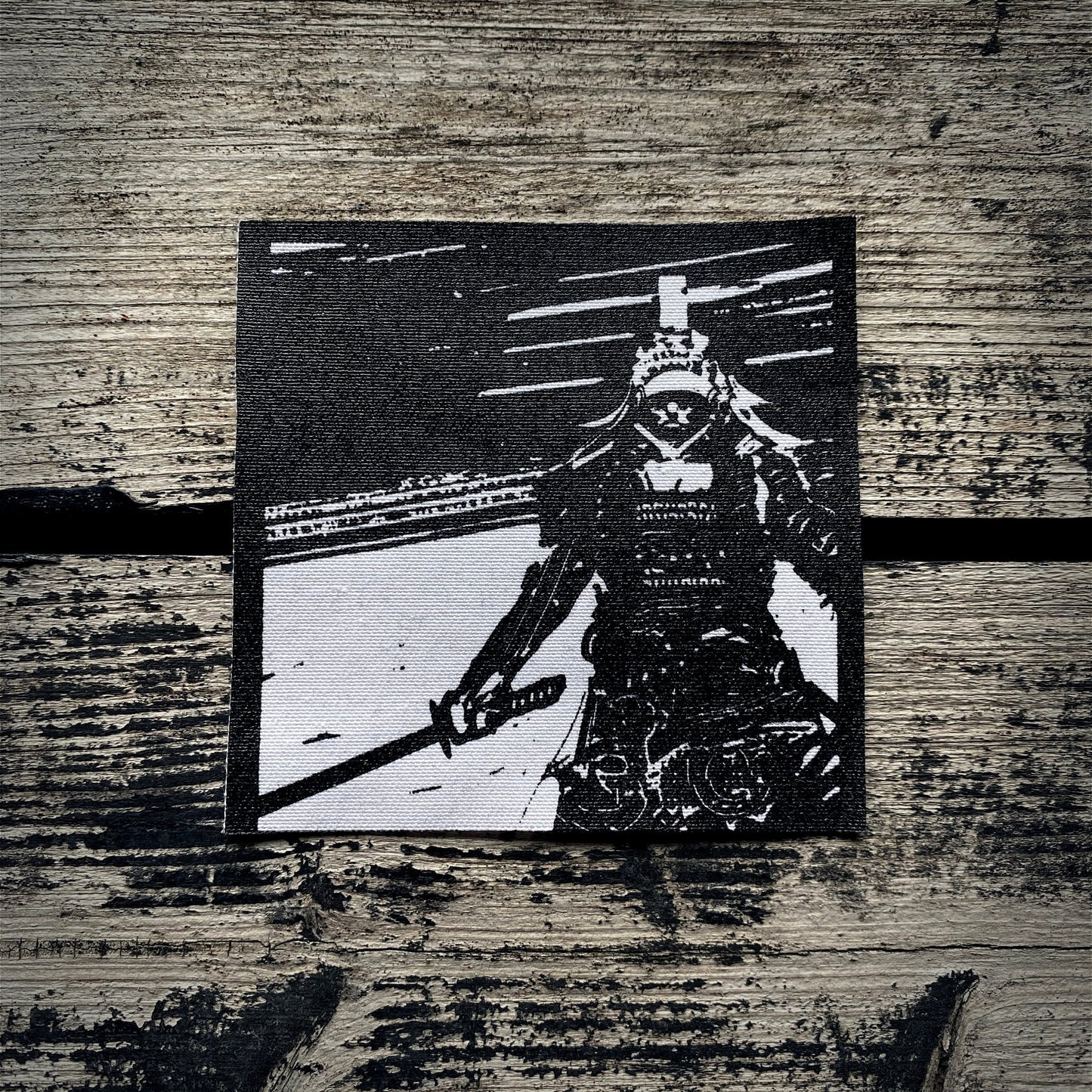 Samurai, battle stance - screen printed PATCH