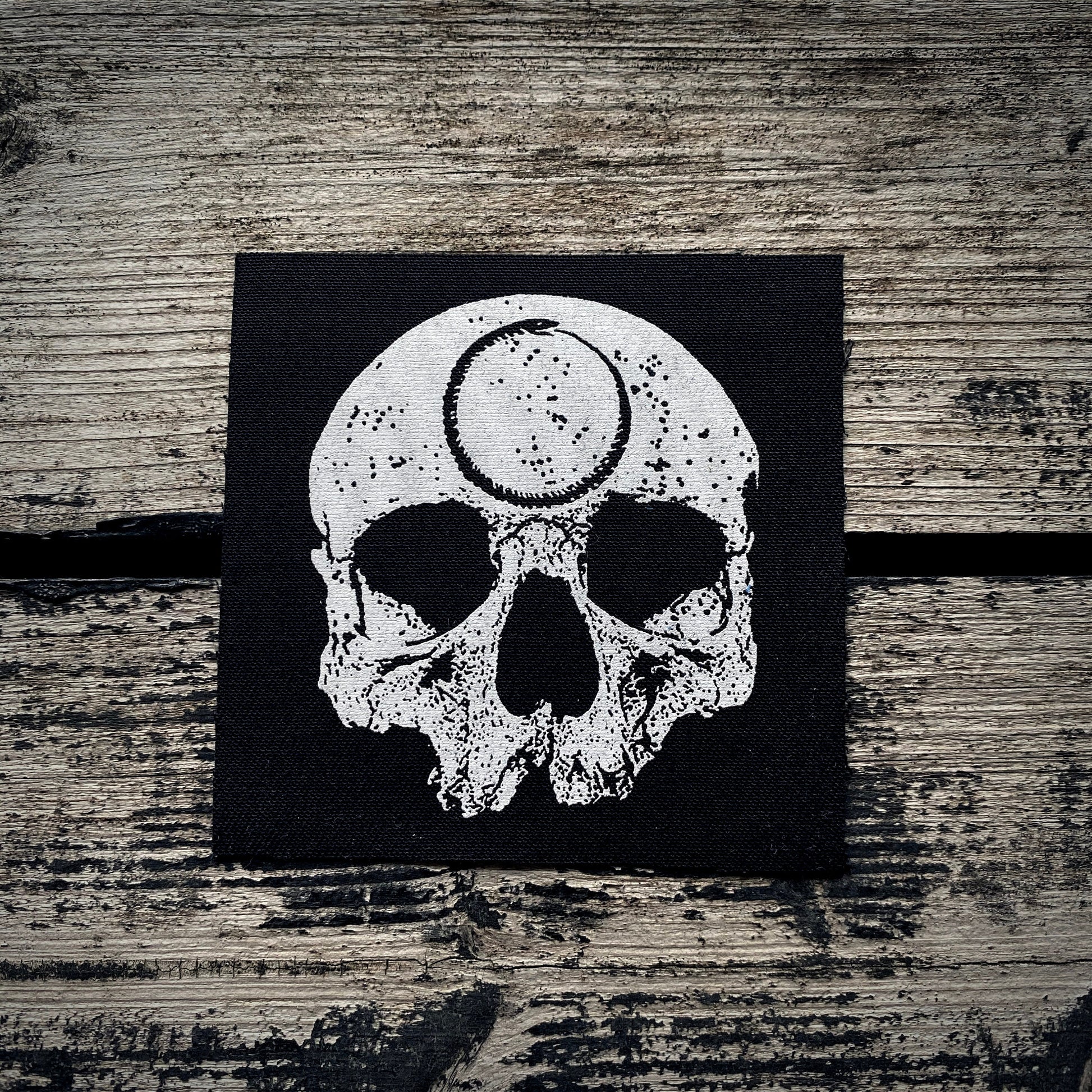 Skull with Ouroboros  - screen printed PATCH