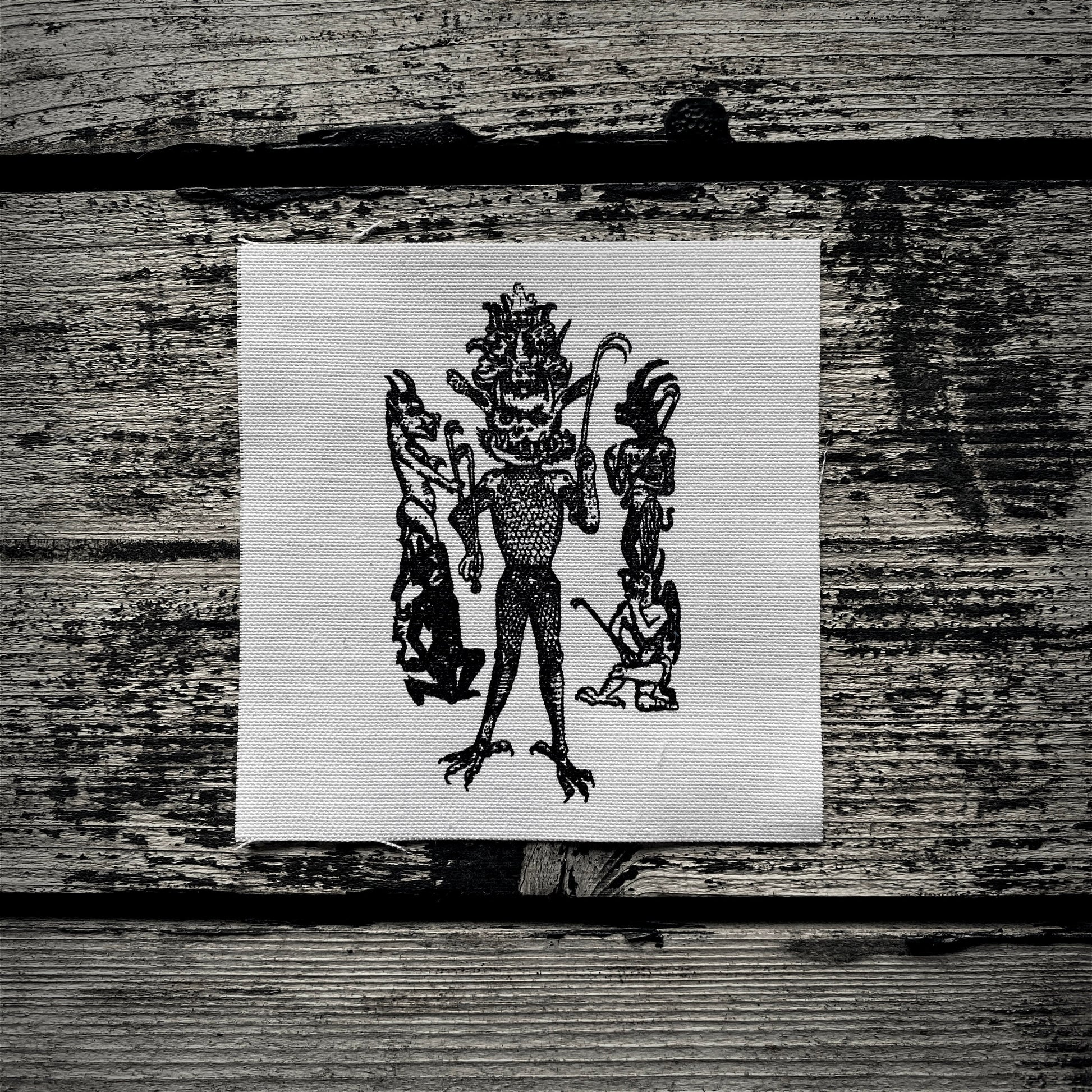 Medieval drawing of the Devil - screen printed PATCH
