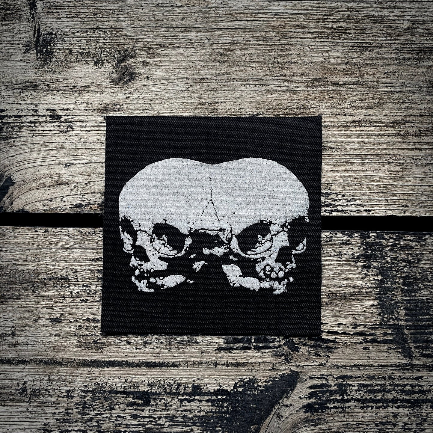 Siamese children skull - screen printed PATCH