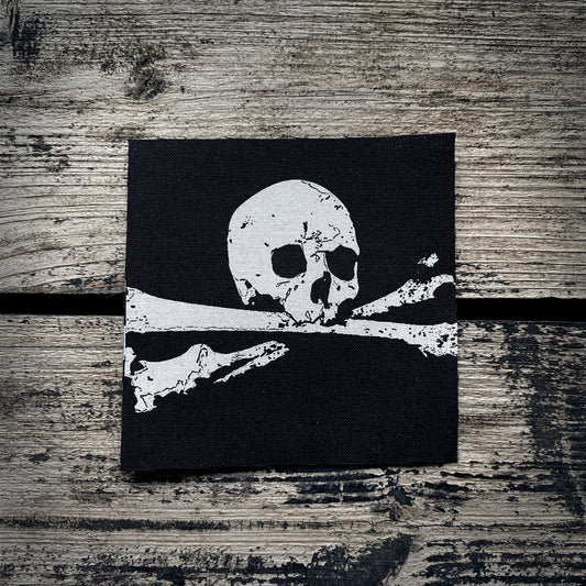 Human skull crossed bones - screen printed PATCH