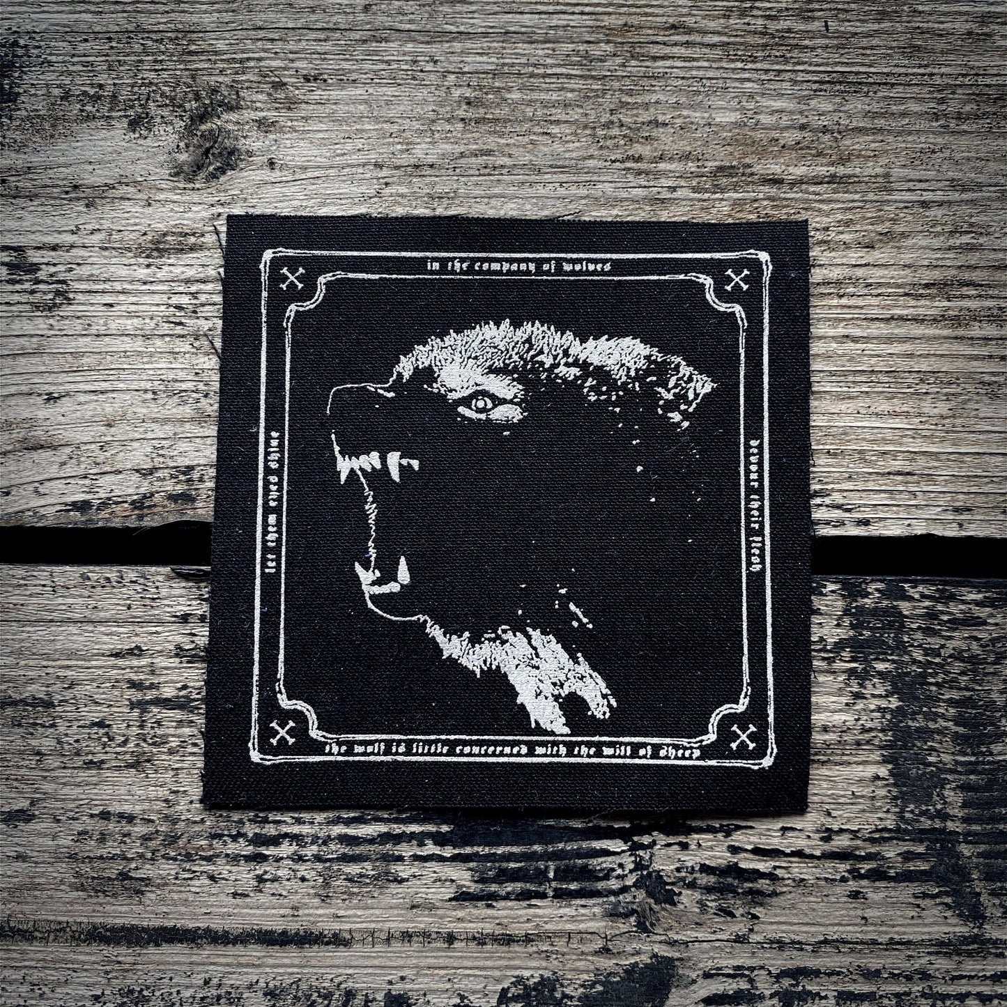 Wolf, square version smaller patch - screen printed PATCH