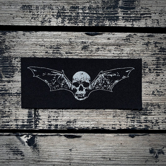 Winged skull, bat wings - screen printed PATCH