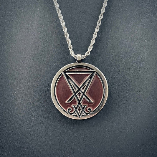 Seal of Lucifer, Sigil of Lucifer, red glass enamel edition - NECKLACE