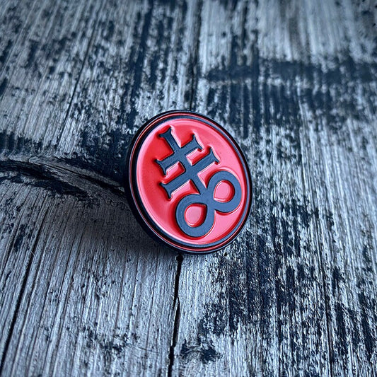 Leviathan cross, Sulphur cross, black on red version - PIN