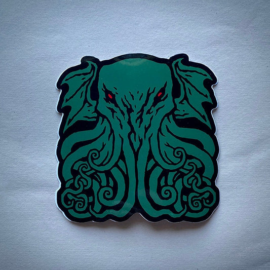 Cthulhu with tentacles and spread wings, great old one - STICKER