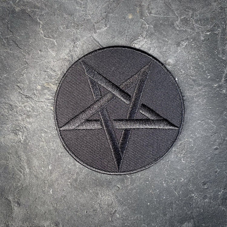 Pentagram, pentacle, up side down, black on black version - PATCH
