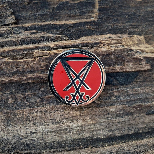 Sigil of Lucifer, red, black and silver version - PIN