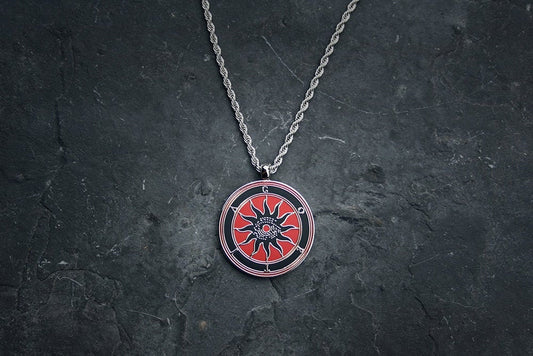 Ars Goetia, Black demonic geotia sun with all seeing eye - NECKLACE