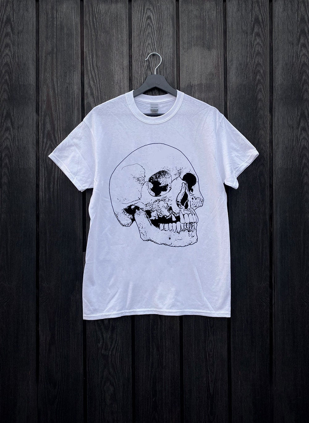 Oversize human skull - WHITE T-shirt female fitted