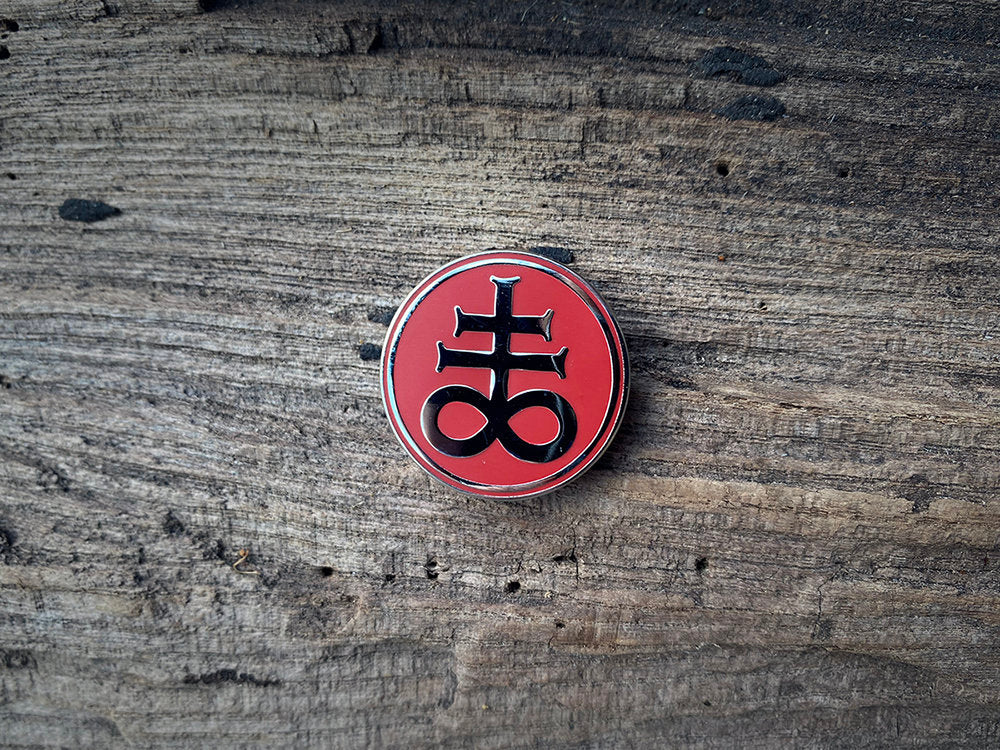 Leviathan Cross, red and silver round version - PIN