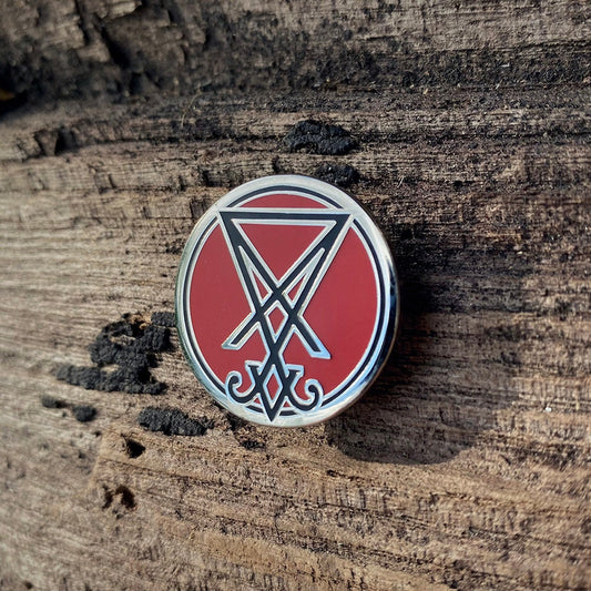 Sigil of Lucifer, red, black and silver version - PIN