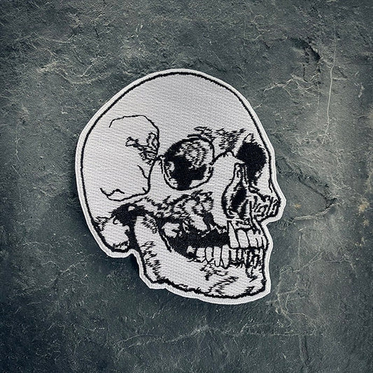 Large human skull, embroidery version - PATCH