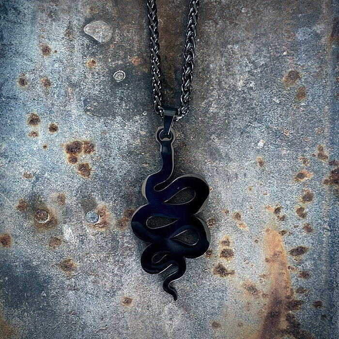 Black snake, shiny version - NECKLACE