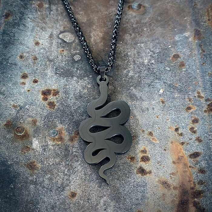 Black snake, shiny version - NECKLACE