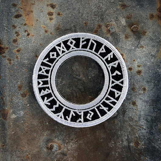 Elder futhark runes, circle, hollow centre - PATCH