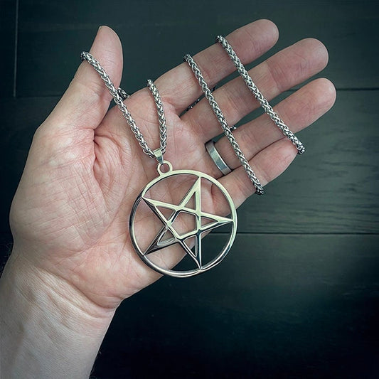 Pentagram upside down, oversized shiny version - NECKLACE