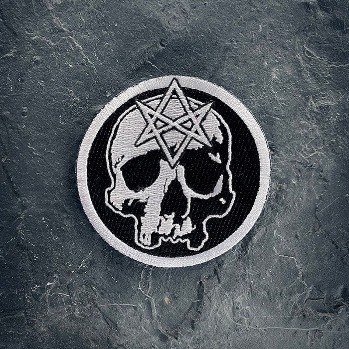 Hexagram and human skull, embroidery version - PATCH