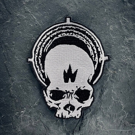 Human skull gloria with black flame - PATCH