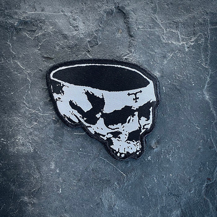 Human skull, half cut, embroidery version - PATCH