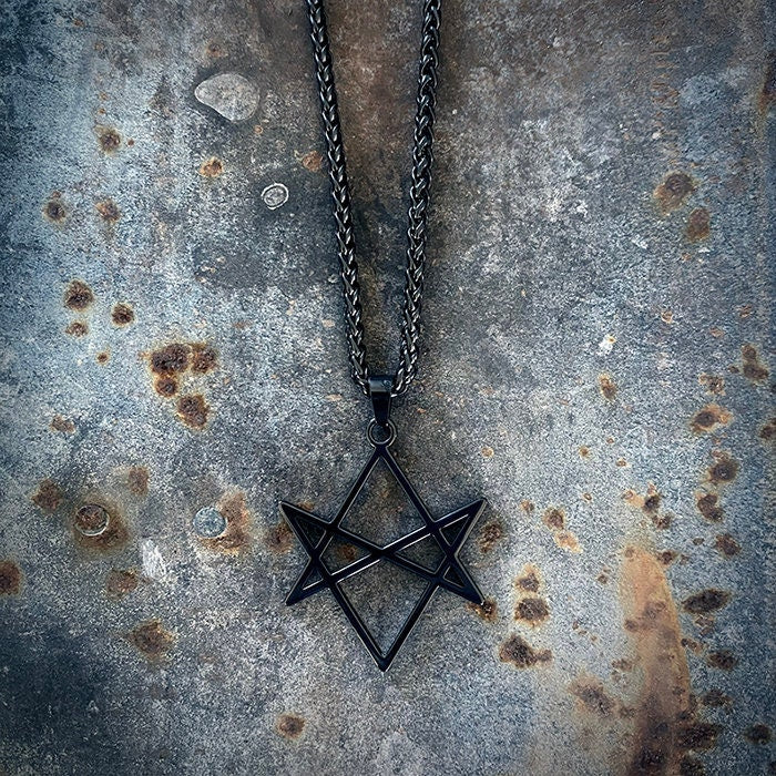 Hexagram, black shiny version - NECKLACE